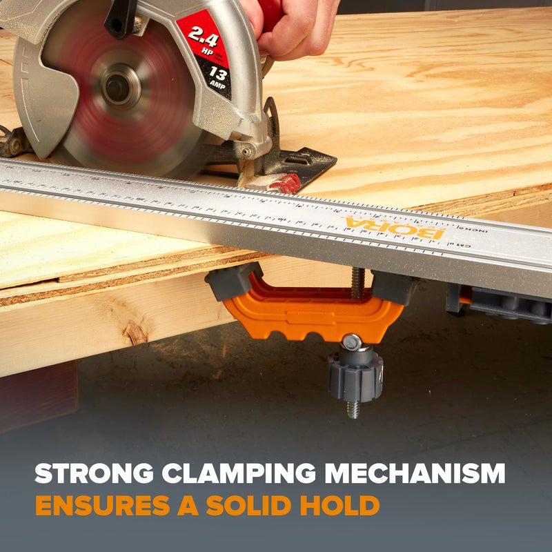 BORA Track Clamps, Securely Cut Any Angle with WTX and NGX Clamp Edge Systems, Saw Guide Accessory for Woodworking, Carpentry, DIY, Two-Pack, 542011, Black Orange - Image 5